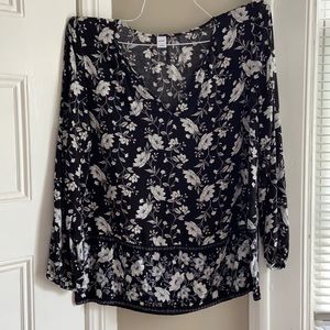 Black floral blouse